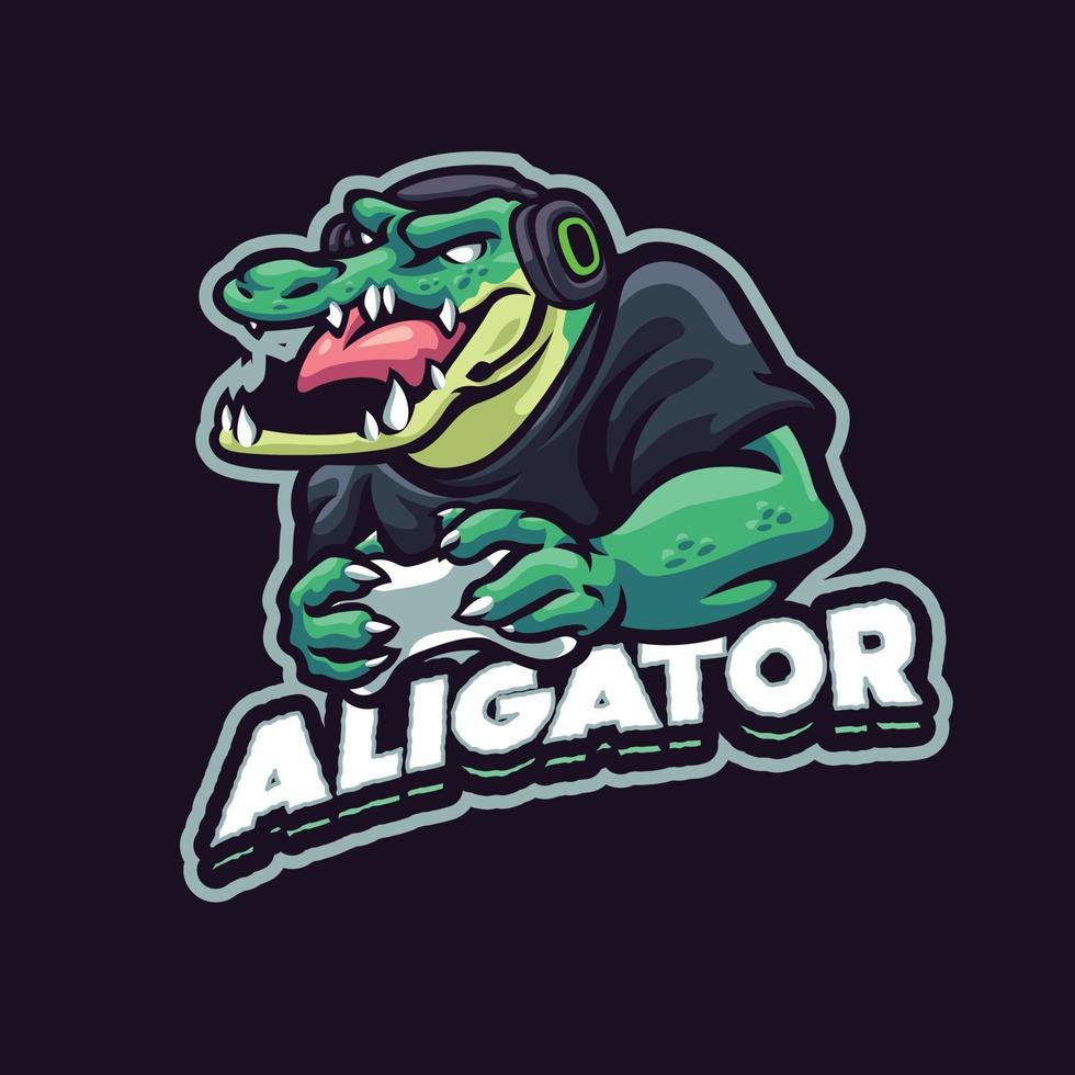 gaming alligator mascotte karakter vector