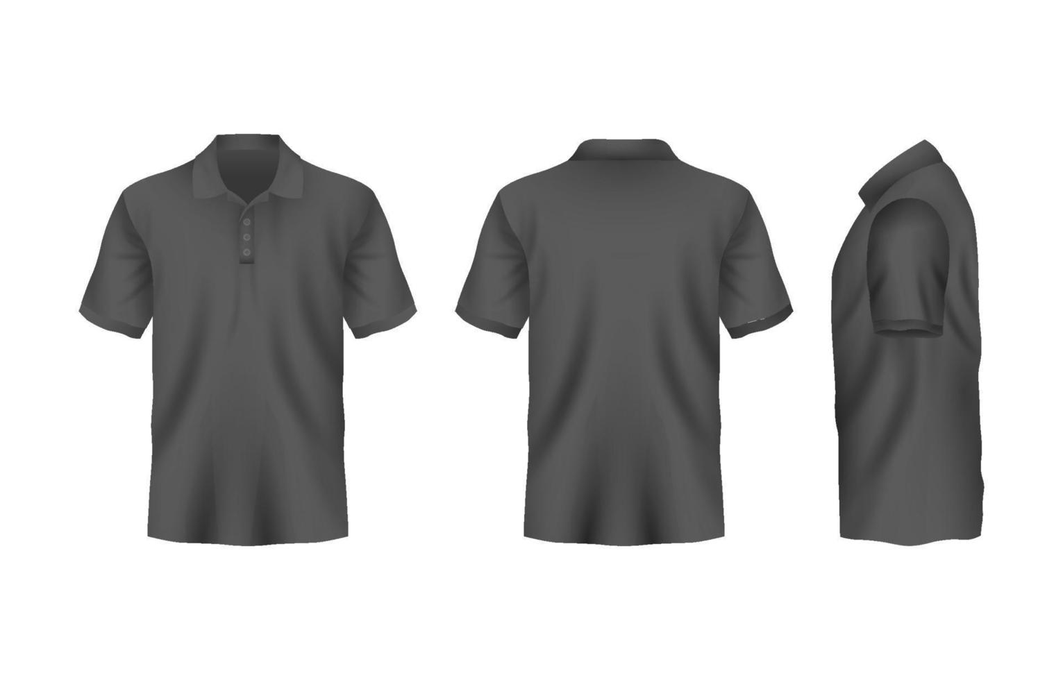 realistisch 3d zwart polo overhemd bespotten omhoog vector