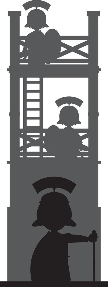 Romeins soldaat Bij toren garnizoen silhouet - geschiedenis illustratie vector