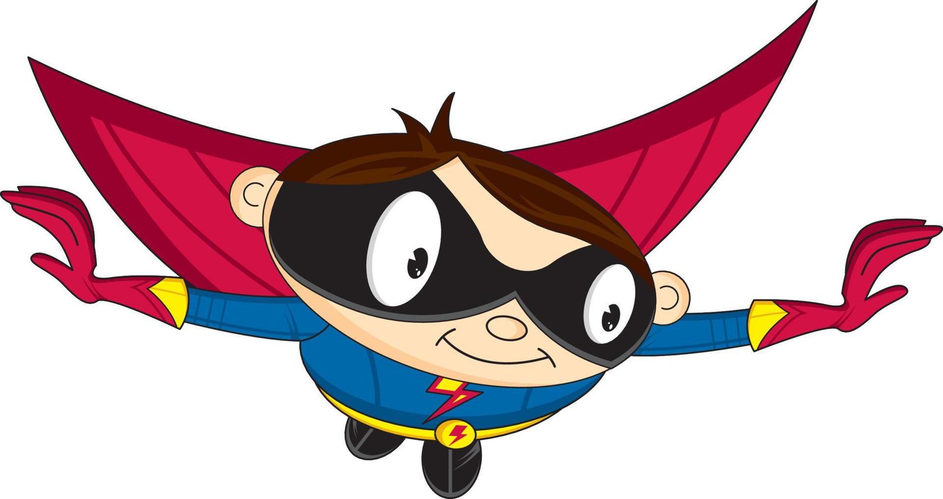 tekenfilm vliegend heroïsch superheld karakter vector