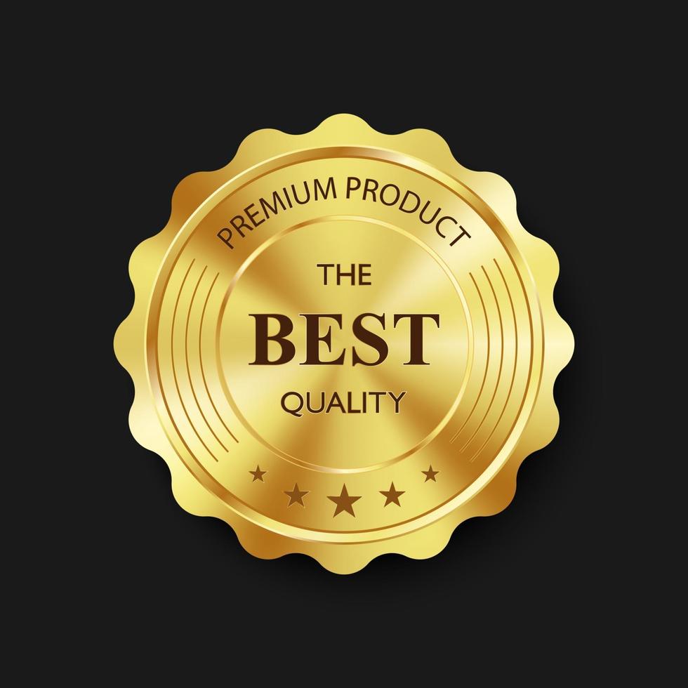 luxe gouden badge en label premium kwaliteitsproduct, vectorillustratie vector