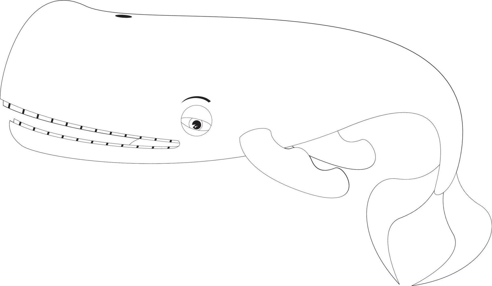 schattig tekenfilm walvis lijn kunst vector