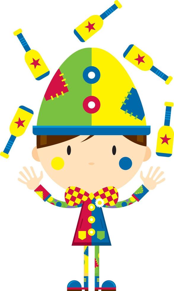 schattig tekenfilm circus clown jongleren vector