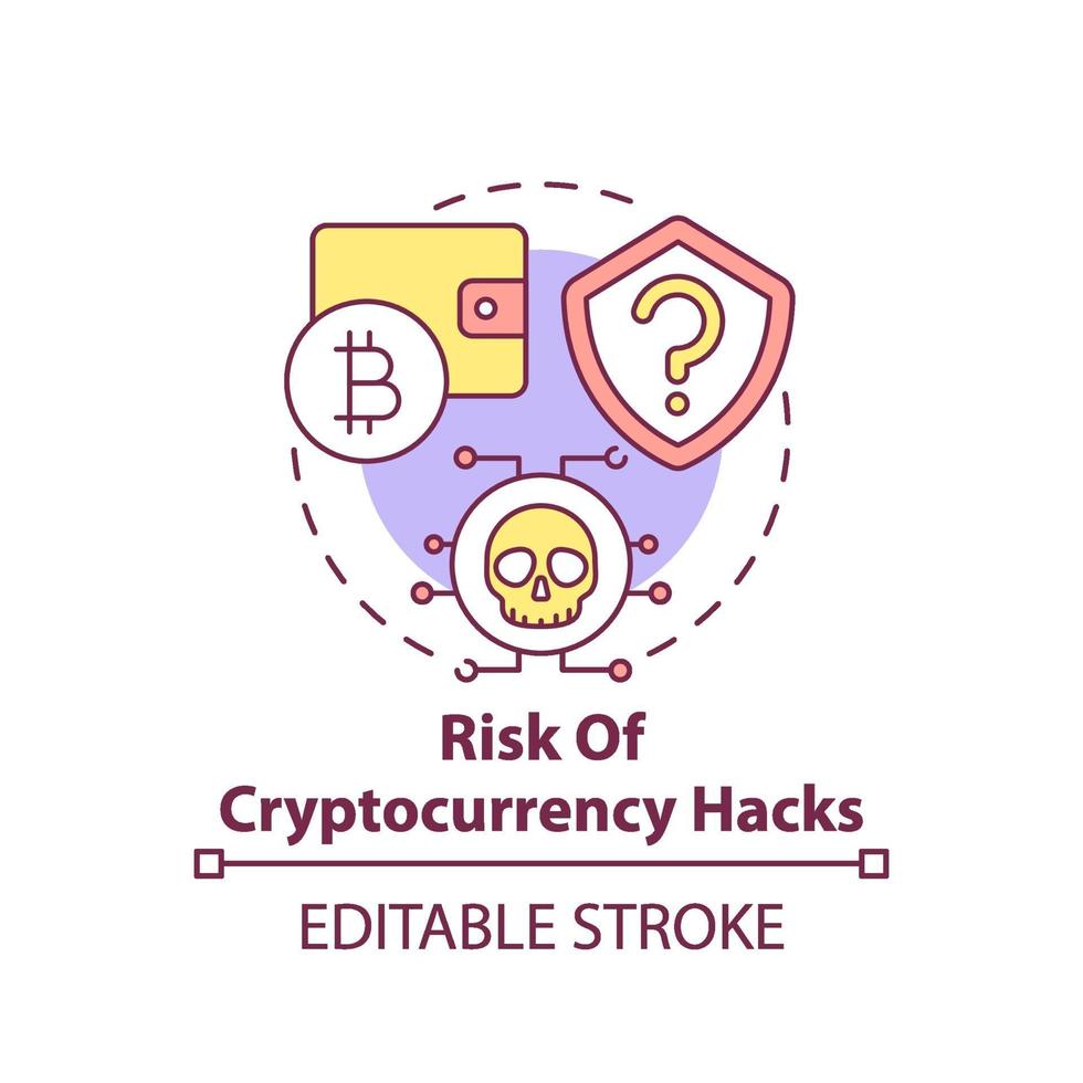 risico van cryptocurrency hacks concept pictogram vector
