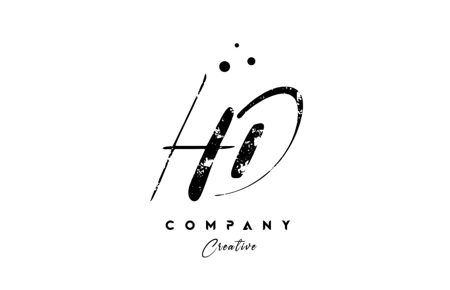 handgeschreven wijnoogst hd alfabet brief logo icoon combinatie ontwerp met dots vector