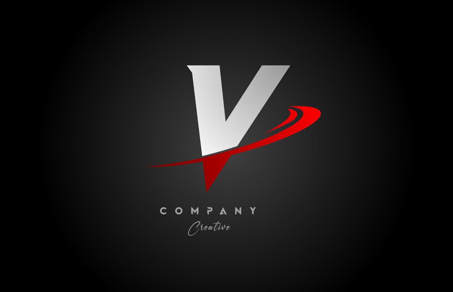 rood swoosh v alfabet brief logo icoon ontwerp met zwart grijs kleur. creatief sjabloon voor bedrijf en bedrijf vector