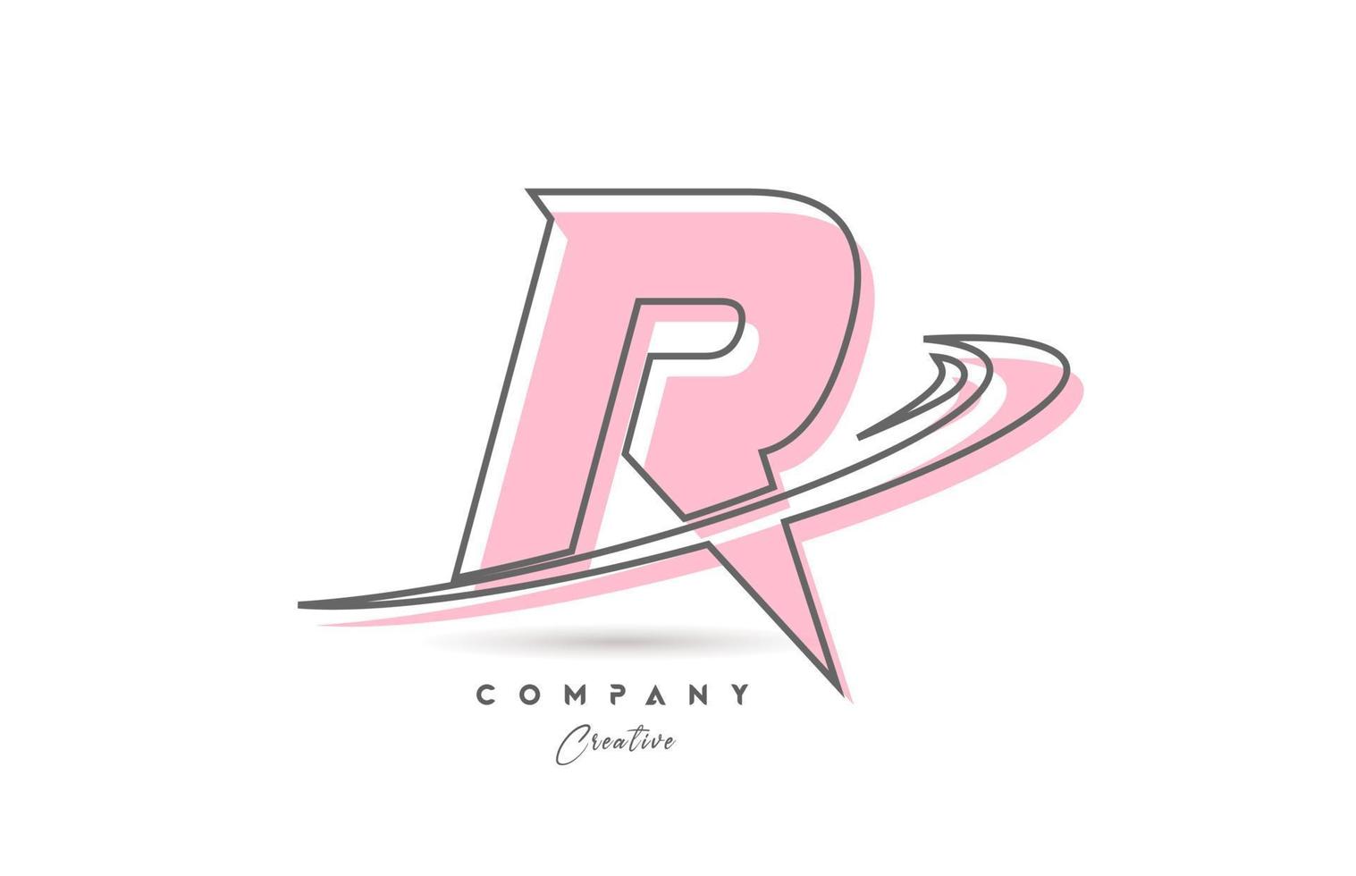 r roze grijs lijn alfabet brief logo icoon ontwerp met zucht. creatief sjabloon voor bedrijf en bedrijf vector