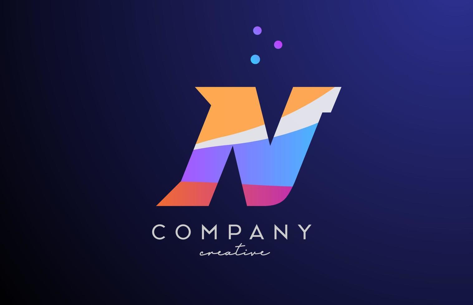 gekleurde n alfabet brief logo icoon met stippen. oranje roze blauw creatief sjabloon ontwerp voor bedrijf en bedrijf vector