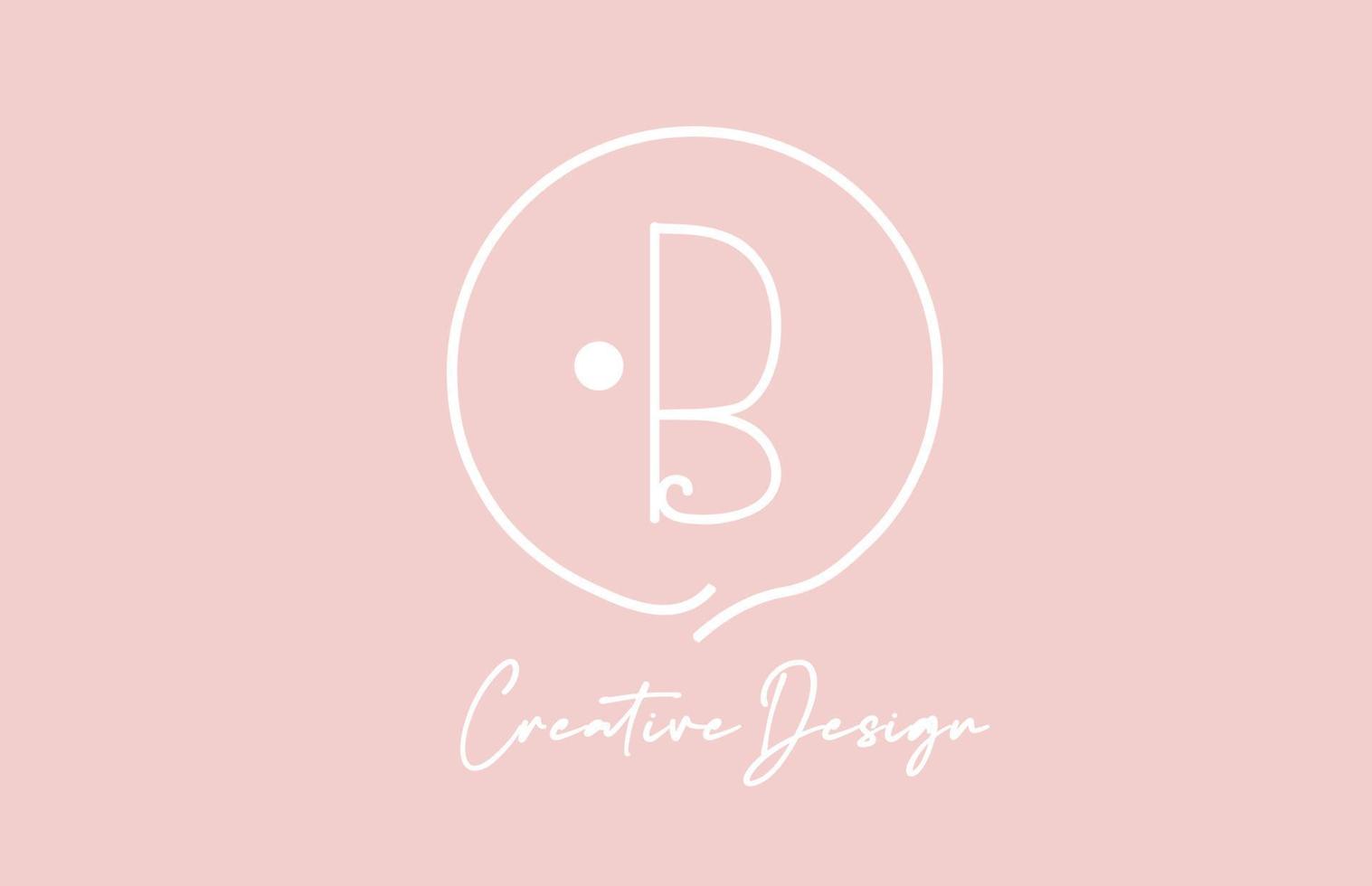 roze wit b alfabet brief logo icoon ontwerp met cirkel en wijnoogst stijl. creatief sjabloon voor bedrijf en bedrijf vector