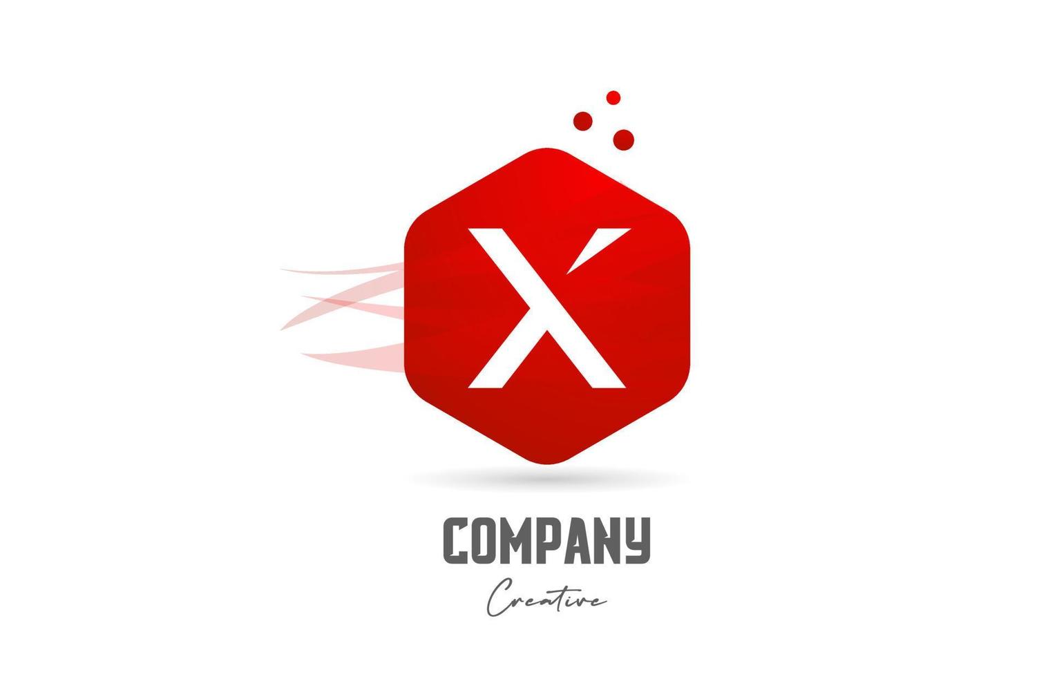 X rood zeshoek brief alfabet logo icoon ontwerp. creatief sjabloon voor bedrijf en bedrijf vector