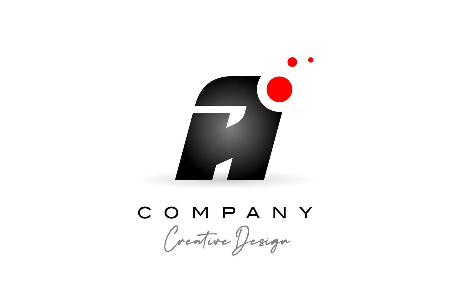 zwart en wit een alfabet brief logo met rood punt. zakelijke creatief sjabloon ontwerp voor bedrijf en bedrijf vector