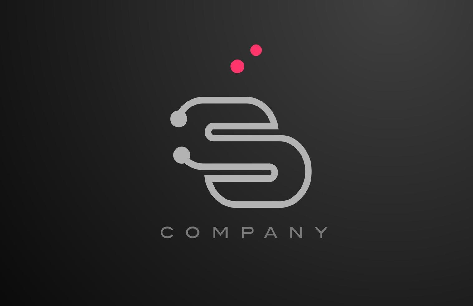 grijs s alfabet brief logo icoon ontwerp met roze punt. creatief sjabloon voor bedrijf en bedrijf vector