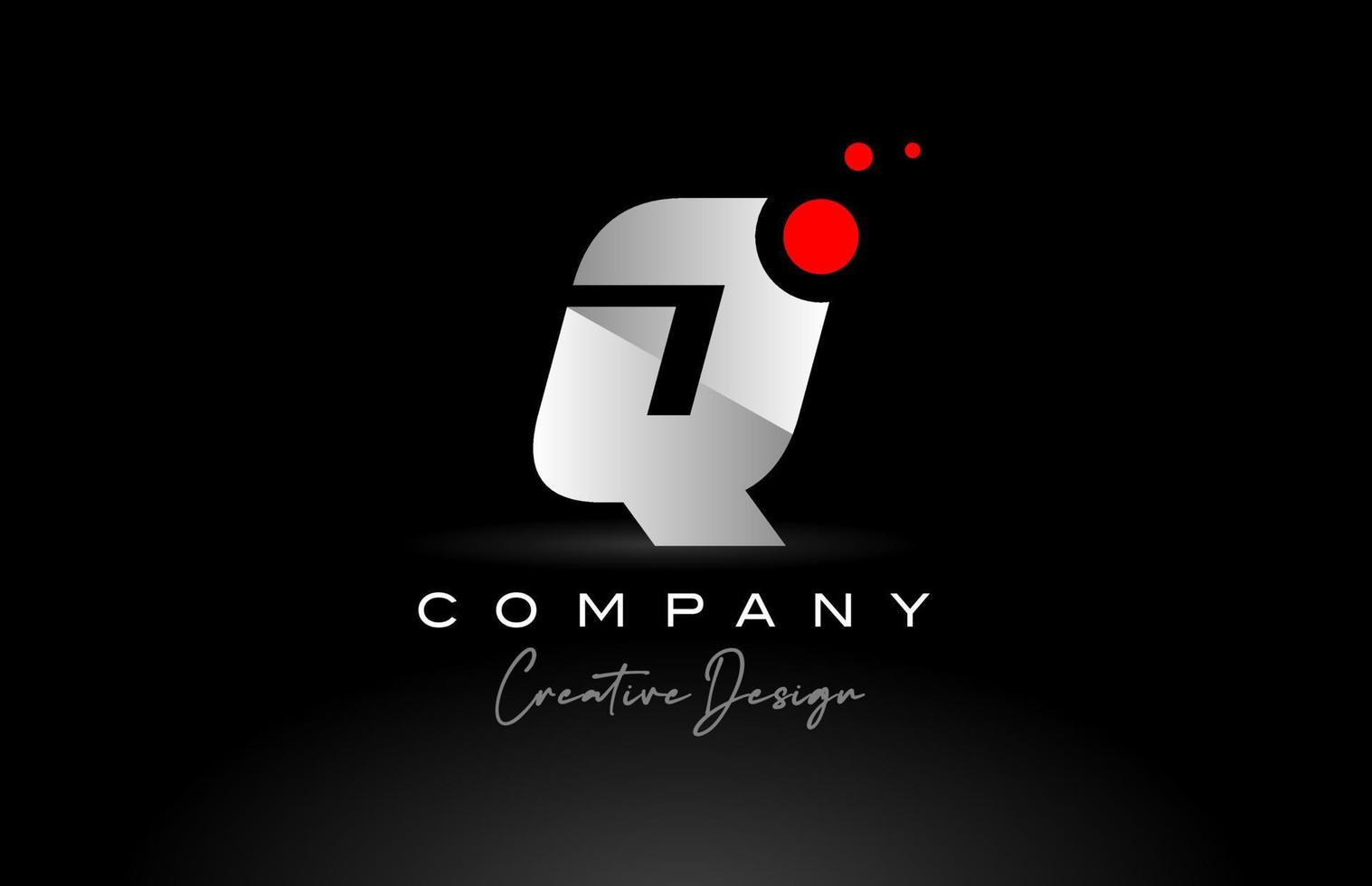 q alfabet brief logo met rood punt en zwart en wit kleur. zakelijke creatief sjabloon ontwerp voor bedrijf en bedrijf vector