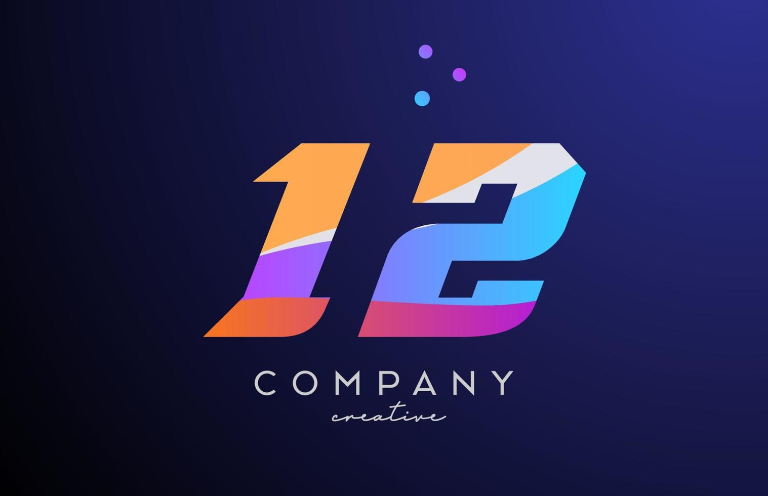 gekleurde aantal 12 logo icoon met stippen. geel blauw roze sjabloon ontwerp voor een bedrijf en zaken vector