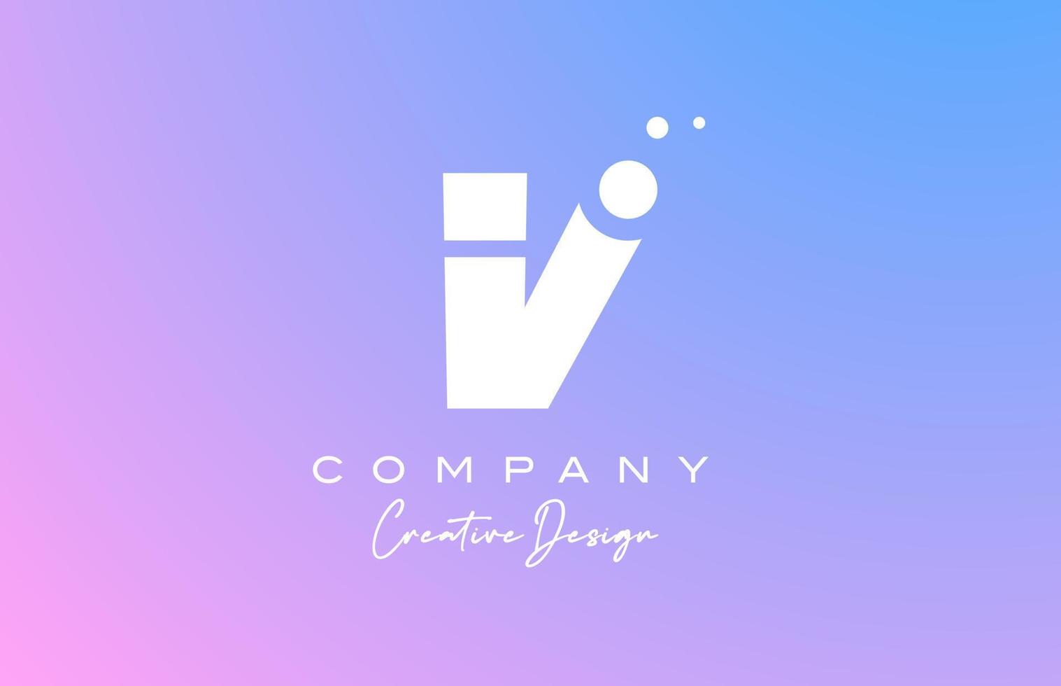blauw pastel v alfabet brief logo met wit stippen. zakelijke creatief sjabloon ontwerp voor bedrijf en bedrijf vector