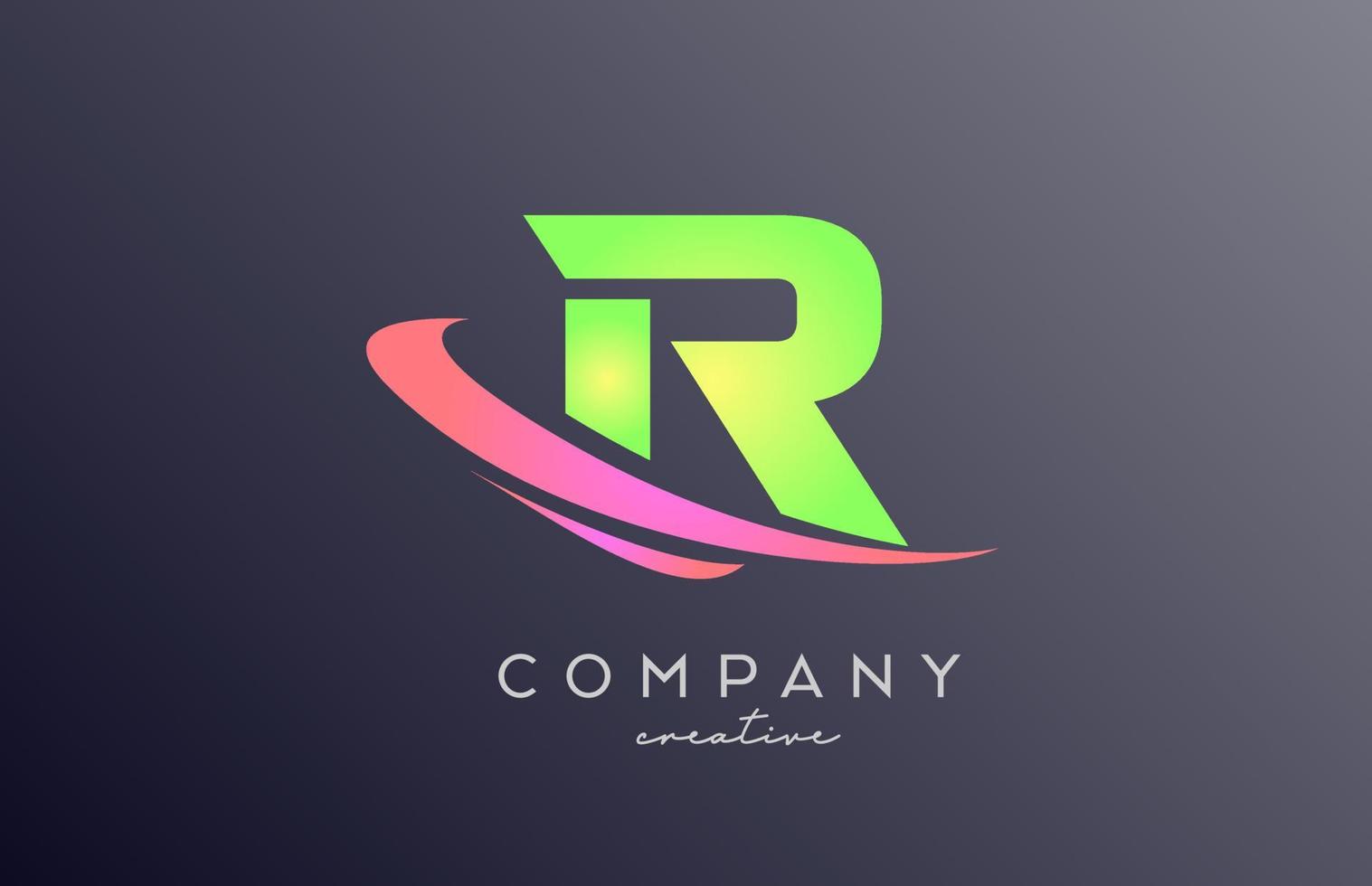 groen roze r alfabet brief logo icoon met zucht. creatief sjabloon ontwerp voor bedrijf en bedrijf vector