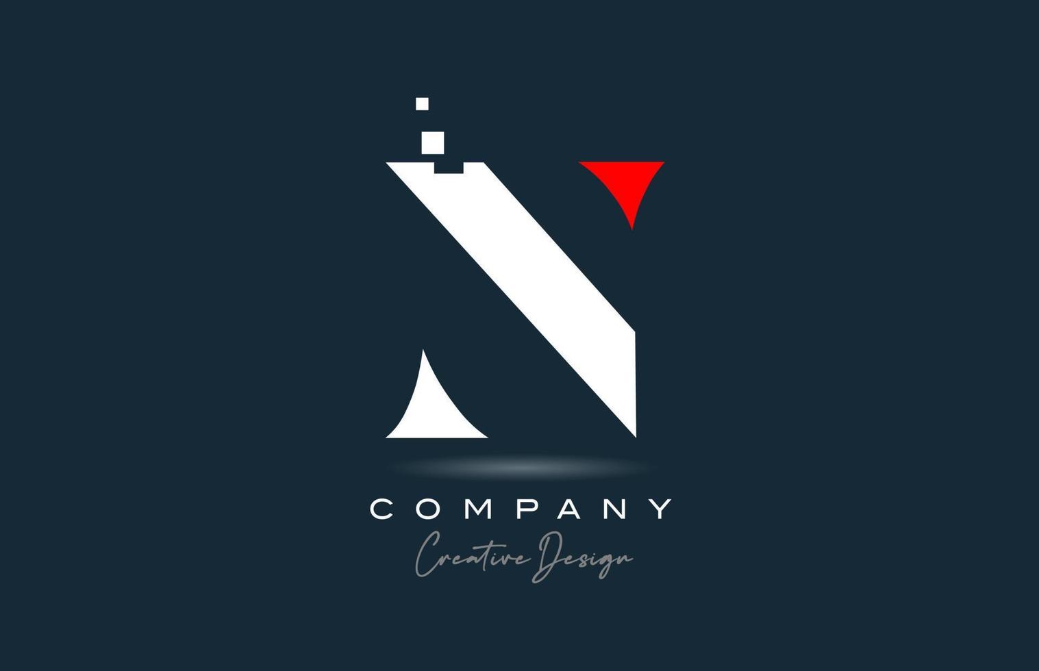 rood wit n alfabet brief logo icoon ontwerp met stippen. creatief sjabloon voor bedrijf en bedrijf vector