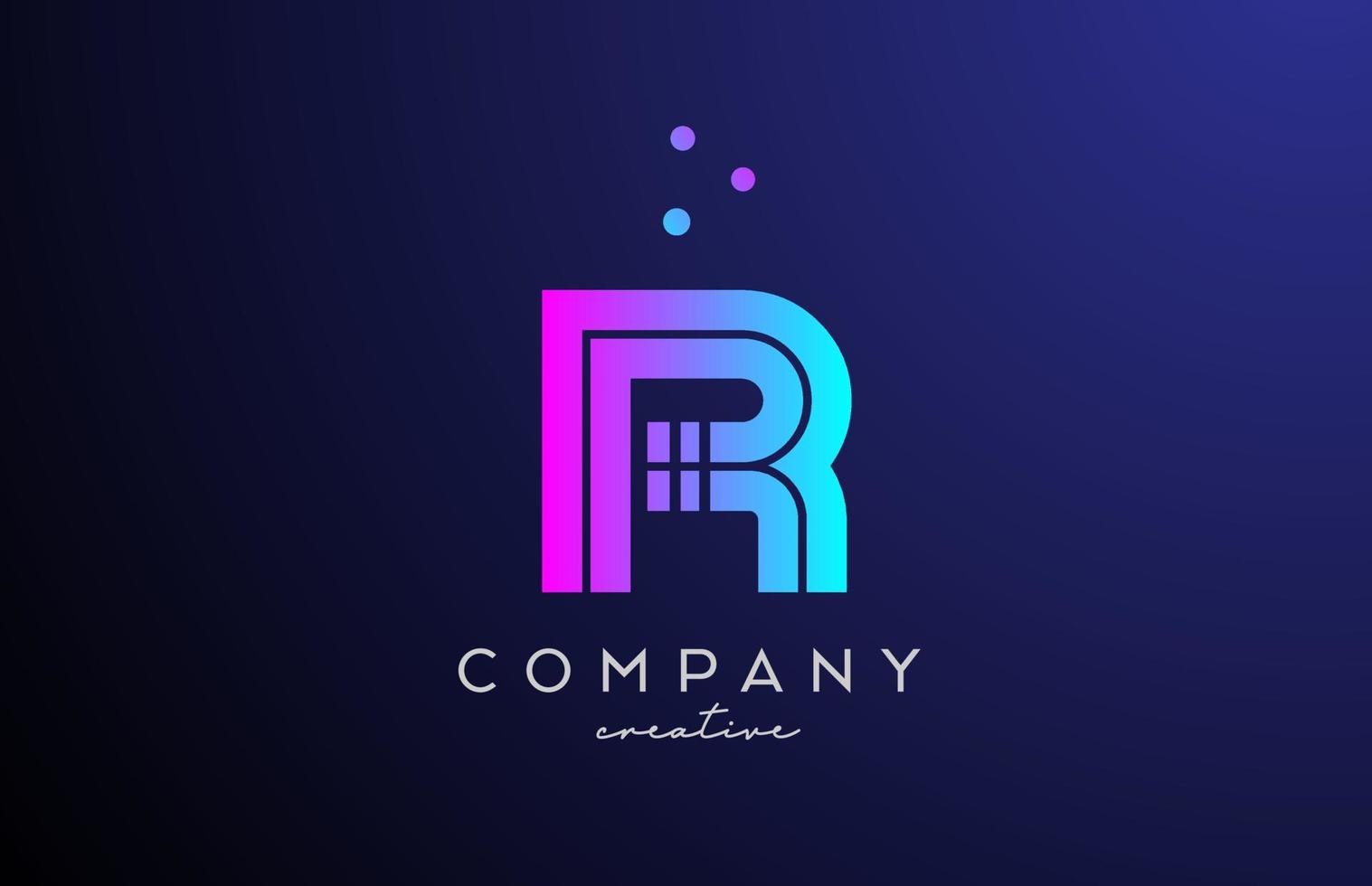 blauw roze r alfabet brief logo met stippen. zakelijke creatief sjabloon ontwerp voor bedrijf en bedrijf vector