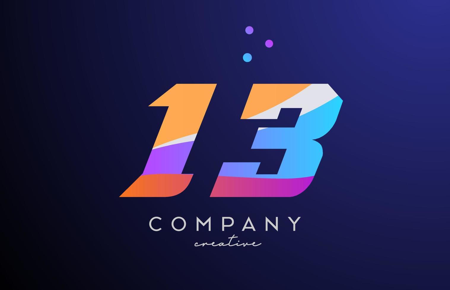 gekleurde aantal 13 logo icoon met stippen. geel blauw roze sjabloon ontwerp voor een bedrijf en zaken vector