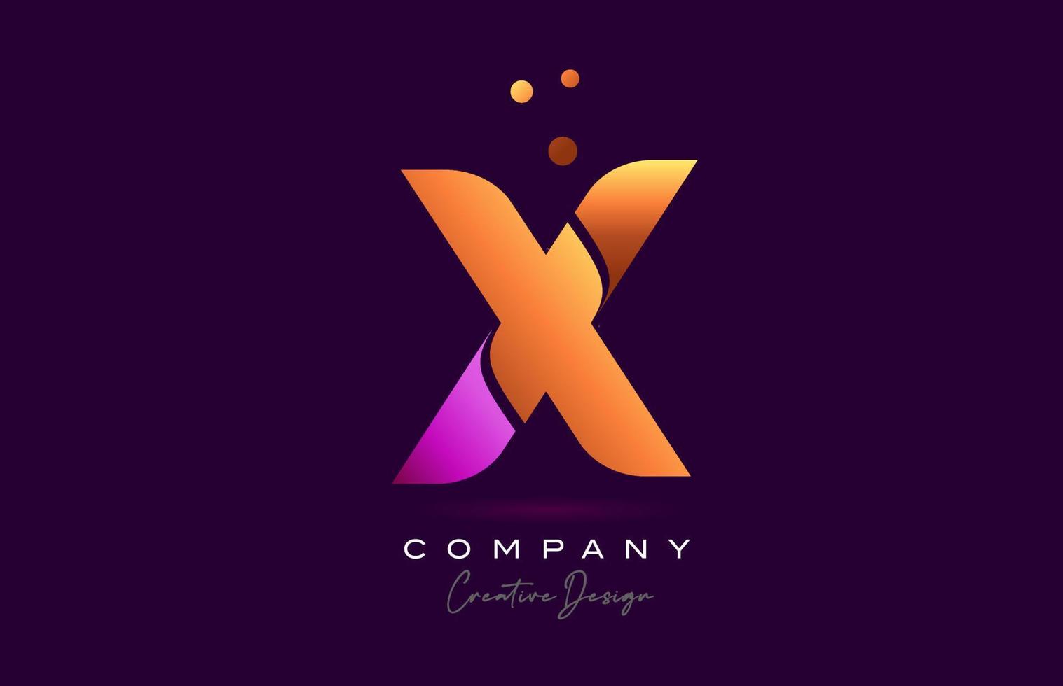 X roze geel alfabet brief logo icoon ontwerp. creatief sjabloon voor bedrijf en bedrijf vector