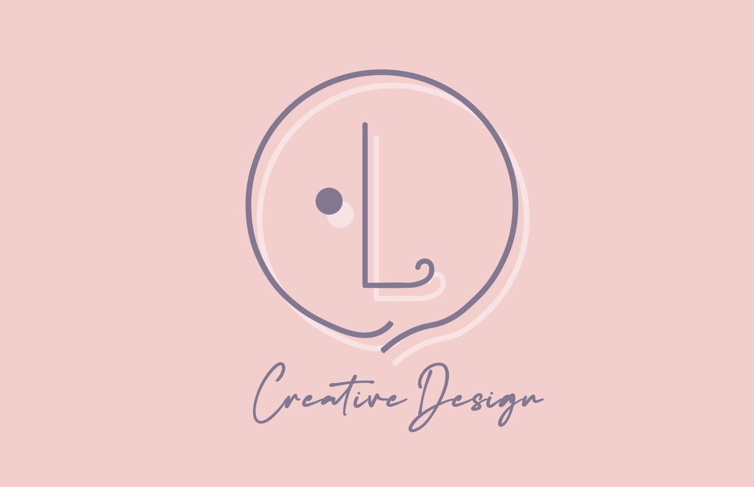 l alfabet brief logo icoon ontwerp met lijn punt en wijnoogst stijl. roze blauw creatief sjabloon voor bedrijf en bedrijf vector