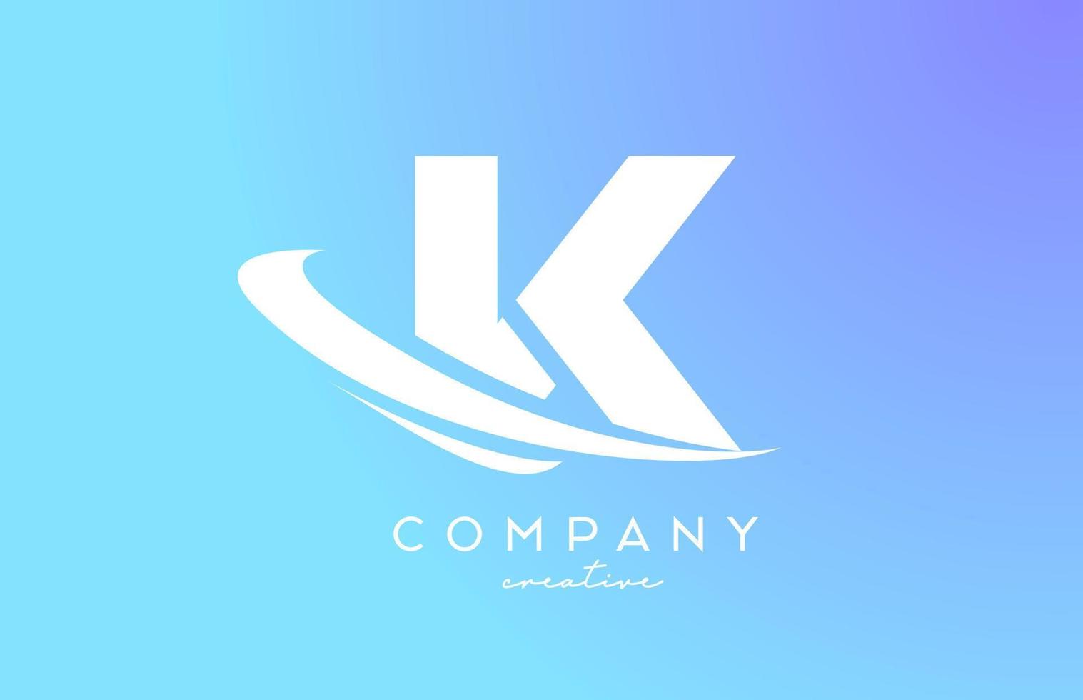 blauw pastel kleur k alfabet brief logo icoon met zucht. creatief sjabloon ontwerp voor bedrijf en bedrijf vector