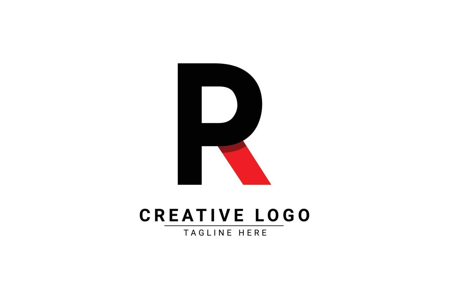 eerste brief r logo. rood en zwart vorm c brief logo met schaduw bruikbaar voor bedrijf en branding logo's. vlak vector logo ontwerp sjabloon element.