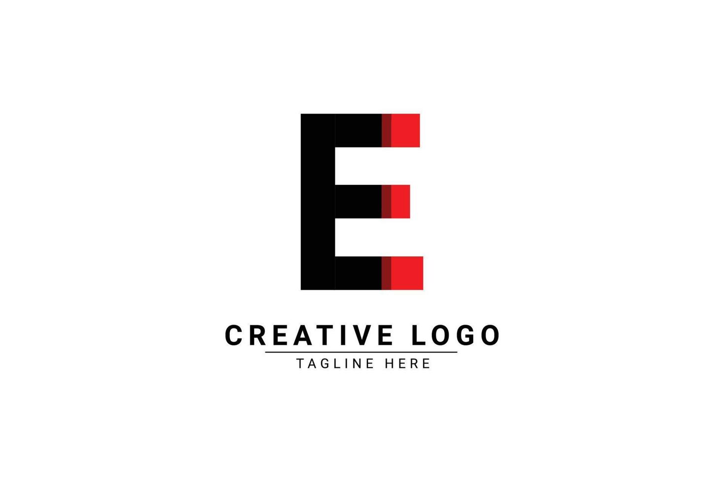 eerste brief e logo. rood en zwart vorm c brief logo met schaduw bruikbaar voor bedrijf en branding logo's. vlak vector logo ontwerp sjabloon element.