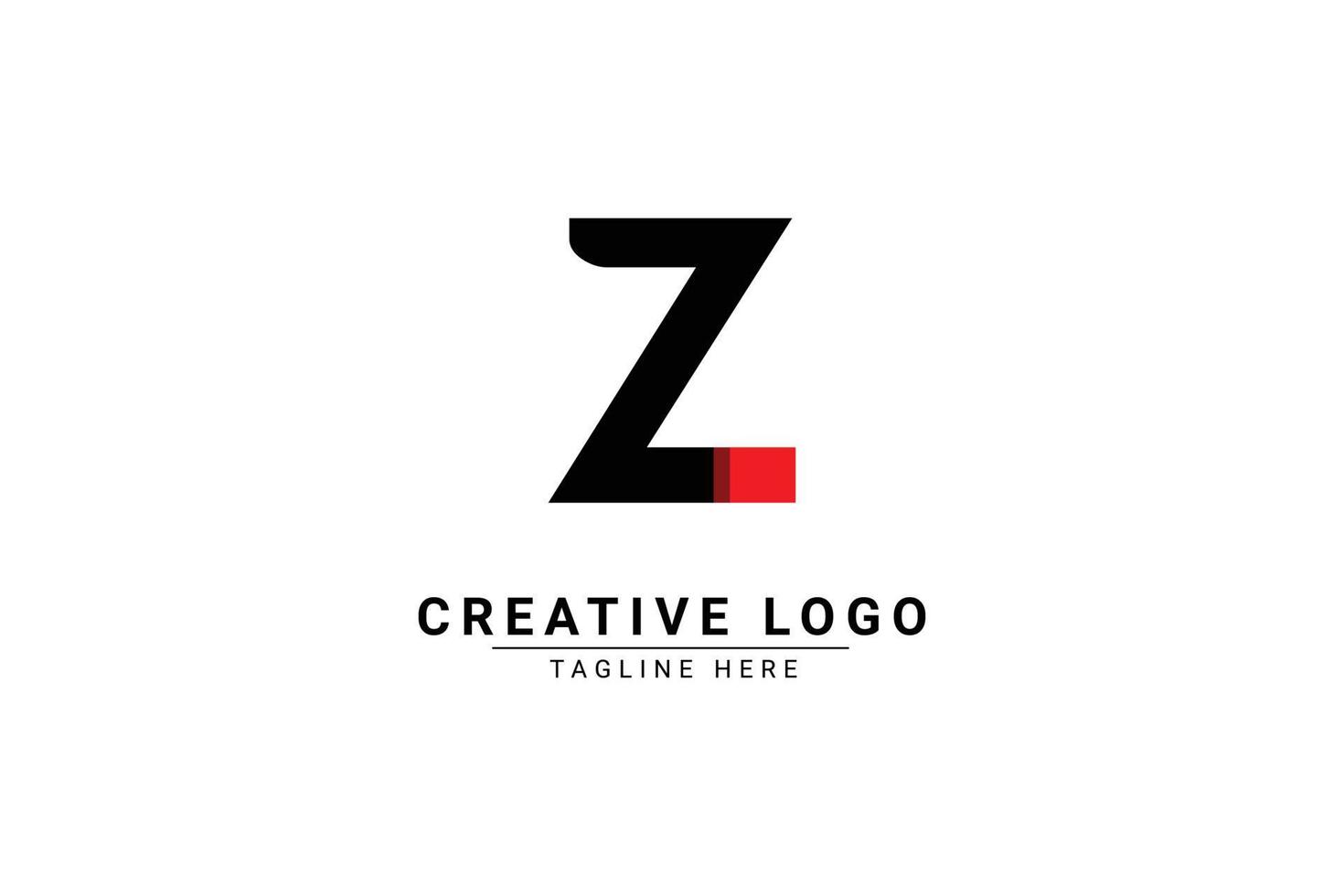 eerste brief z logo. rood en zwart vorm c brief logo met schaduw bruikbaar voor bedrijf en branding logo's. vlak vector logo ontwerp sjabloon element.