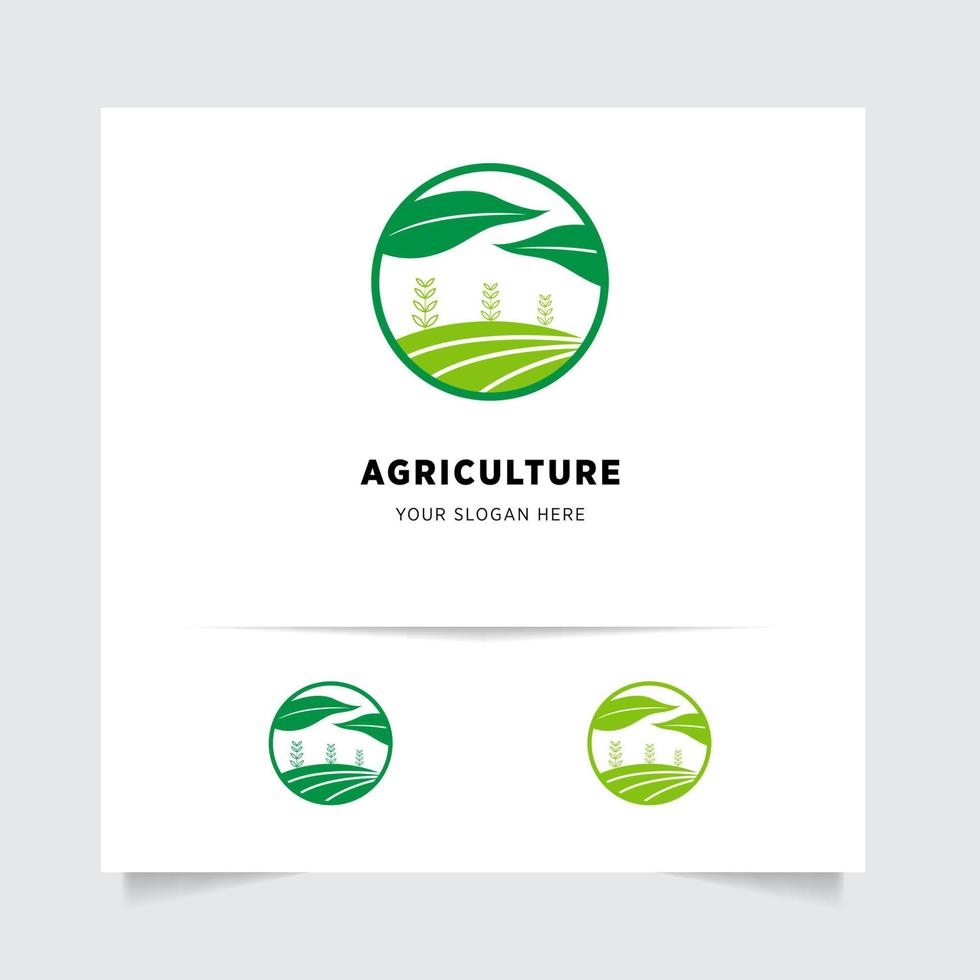 vlak embleem logo ontwerp voor landbouw met de concept van groen bladeren vector. groen natuur logo gebruikt voor agrarisch systemen, boeren, en plantage producten. logo sjabloon. vector