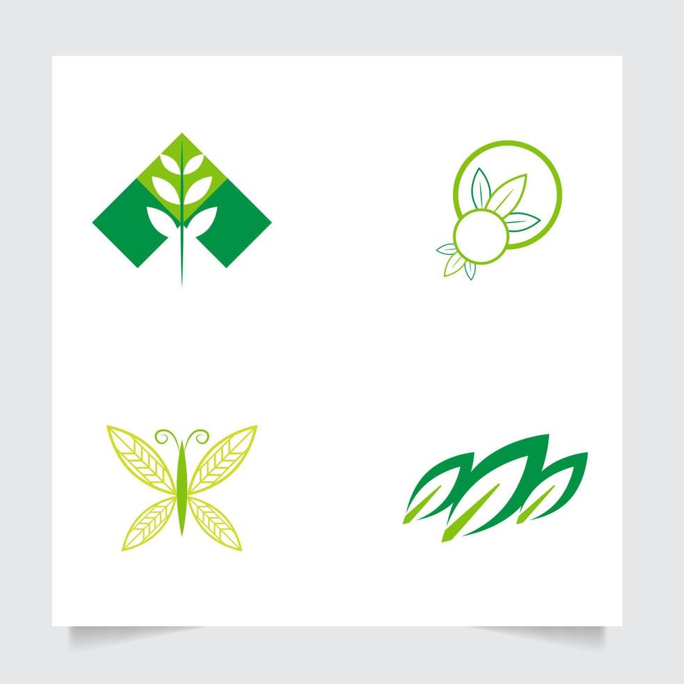 reeks verzameling vlak embleem logo ontwerp voor landbouw met de concept van groen bladeren vector. groen natuur logo gebruikt voor agrarisch systemen, boeren, en plantage producten. logo sjabloon. vector