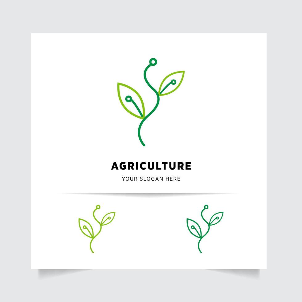 vlak embleem logo ontwerp voor landbouw met de concept van groen bladeren vector. groen natuur logo gebruikt voor agrarisch systemen, boeren, en plantage producten. logo sjabloon. vector