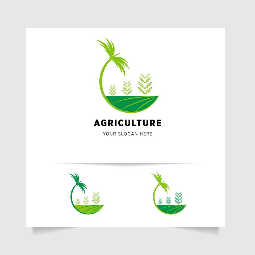 vlak embleem logo ontwerp voor landbouw met de concept van groen bladeren vector. groen natuur logo gebruikt voor agrarisch systemen, boeren, en plantage producten. logo sjabloon. vector