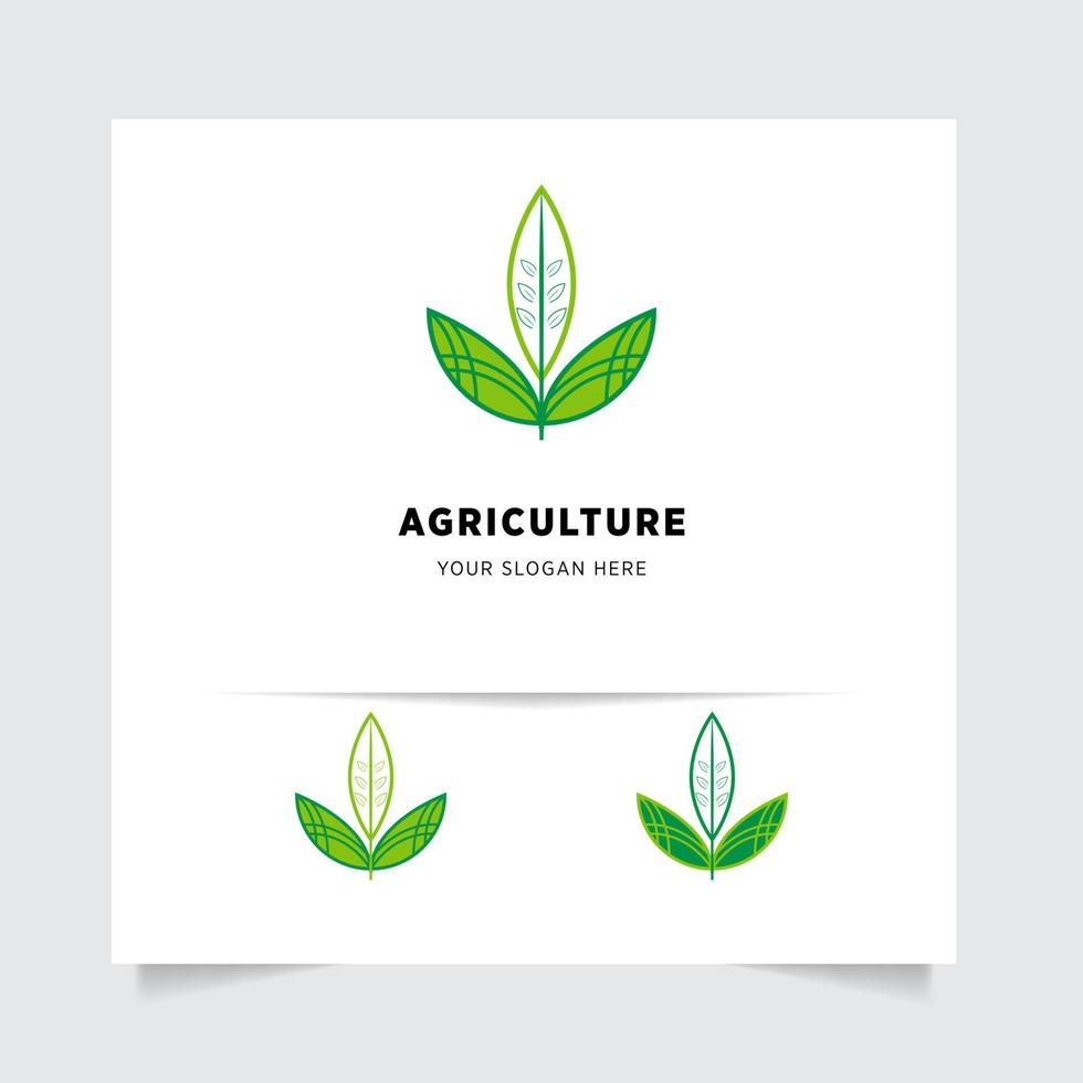 vlak embleem logo ontwerp voor landbouw met de concept van groen bladeren vector. groen natuur logo gebruikt voor agrarisch systemen, boeren, en plantage producten. logo sjabloon. vector