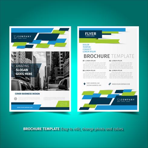 Groen en blauw Brochure Flyer ontwerpsjabloon vector
