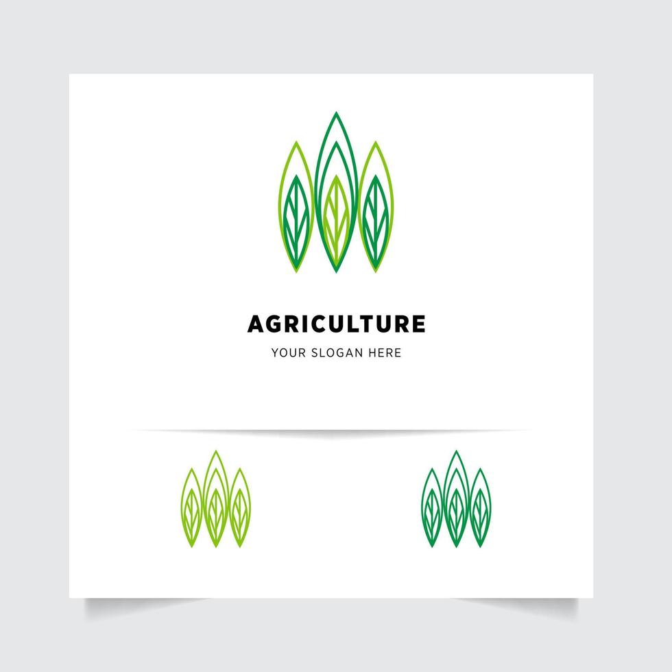 vlak embleem logo ontwerp voor landbouw met de concept van groen bladeren vector. groen natuur logo gebruikt voor agrarisch systemen, boeren, en plantage producten. logo sjabloon. vector