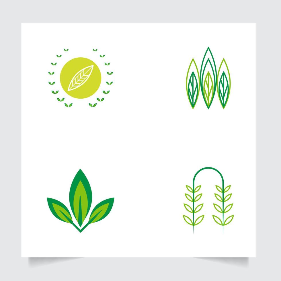 reeks collectie vlak embleem logo ontwerp voor landbouw met de concept van groen bladeren vector. groen natuur logo gebruikt voor agrarisch systemen, boeren, en plantage producten. logo sjabloon. vector