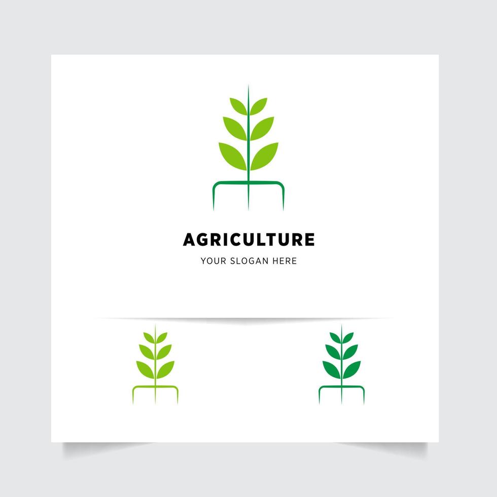 vlak embleem logo ontwerp voor landbouw met de concept van groen bladeren vector. groen natuur logo gebruikt voor agrarisch systemen, boeren, en plantage producten. logo sjabloon. vector