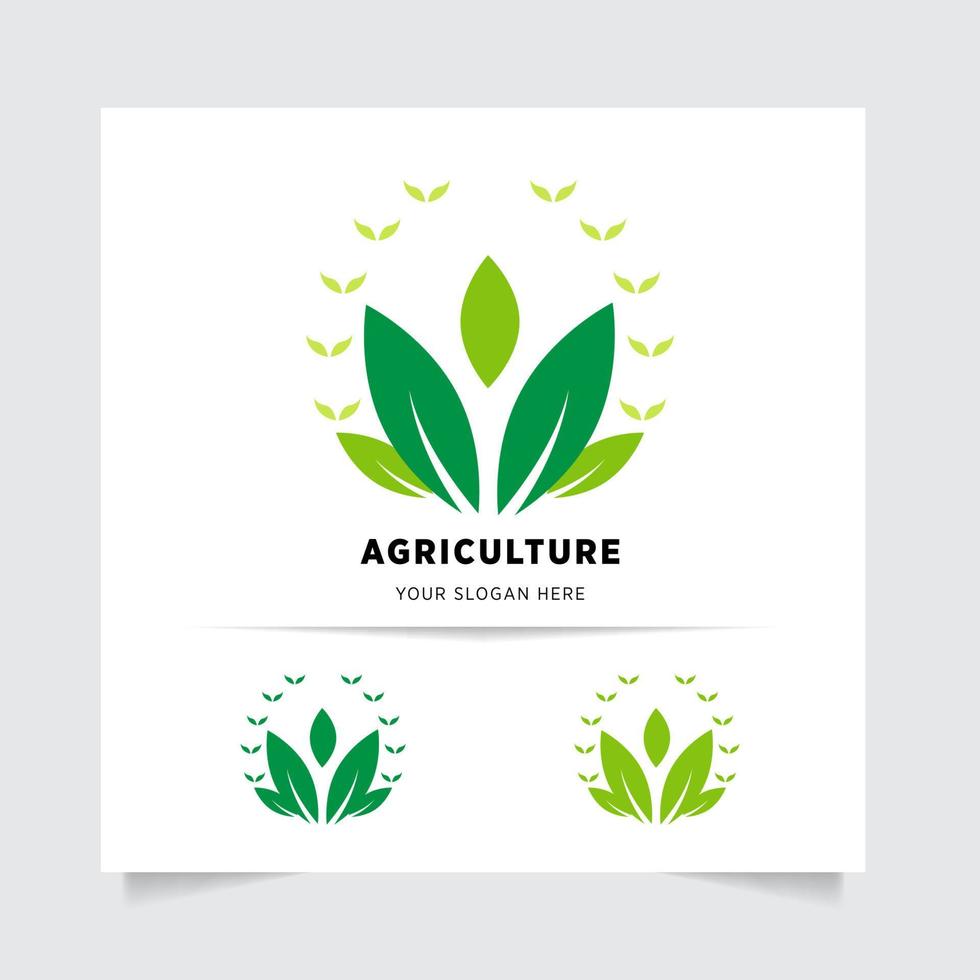 vlak embleem logo ontwerp voor landbouw met de concept van groen bladeren vector. groen natuur logo gebruikt voor agrarisch systemen, boeren, en plantage producten. logo sjabloon. vector