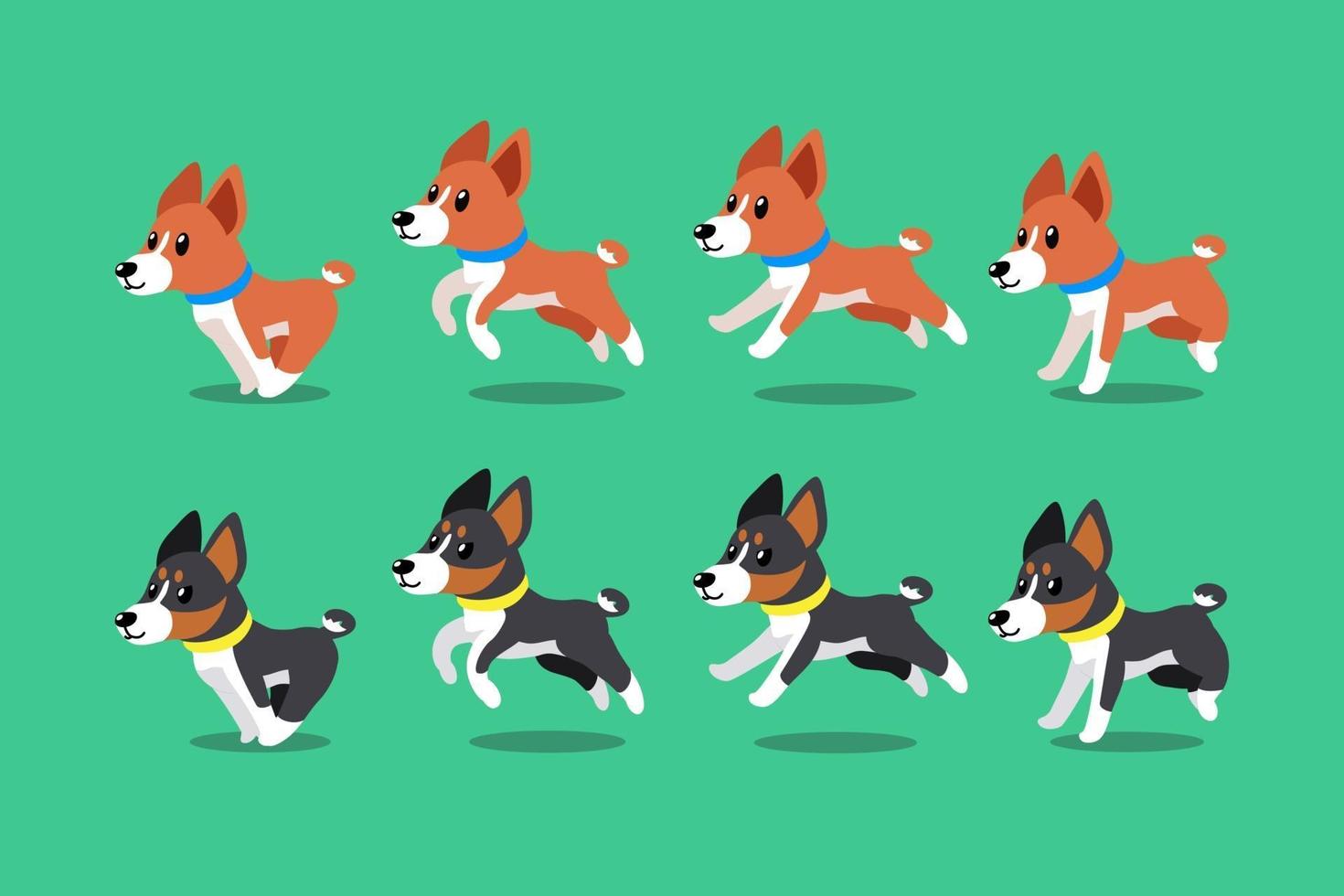 vector cartoon karakter basenji honden lopen