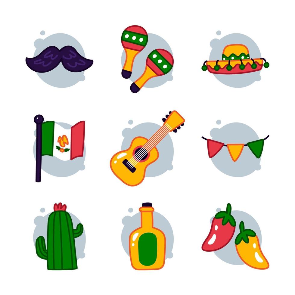 schattige hand getrokken cinco de mayo pictogrammen vector