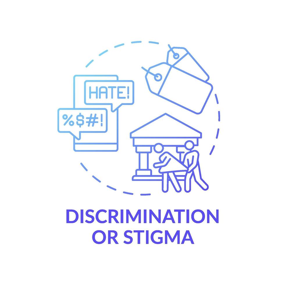 discriminatie of stigma blauwe kleurovergang concept pictogram vector