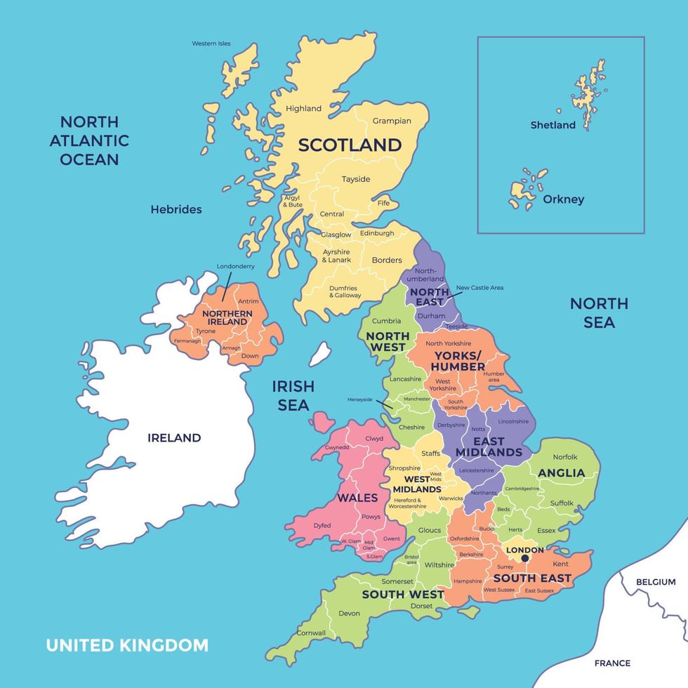 Verenigde koninkrijk gedetailleerd kaart vector