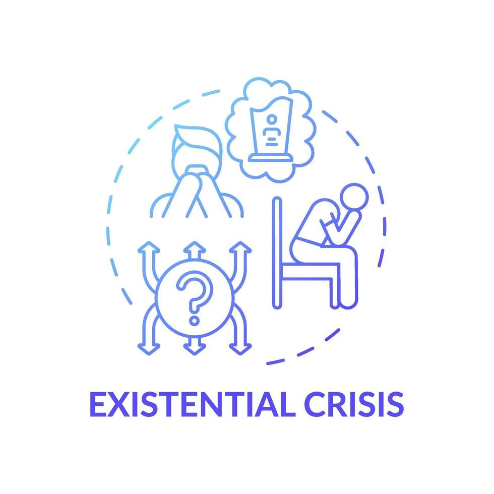 existentiële crisis blauwe kleurovergang concept pictogram vector