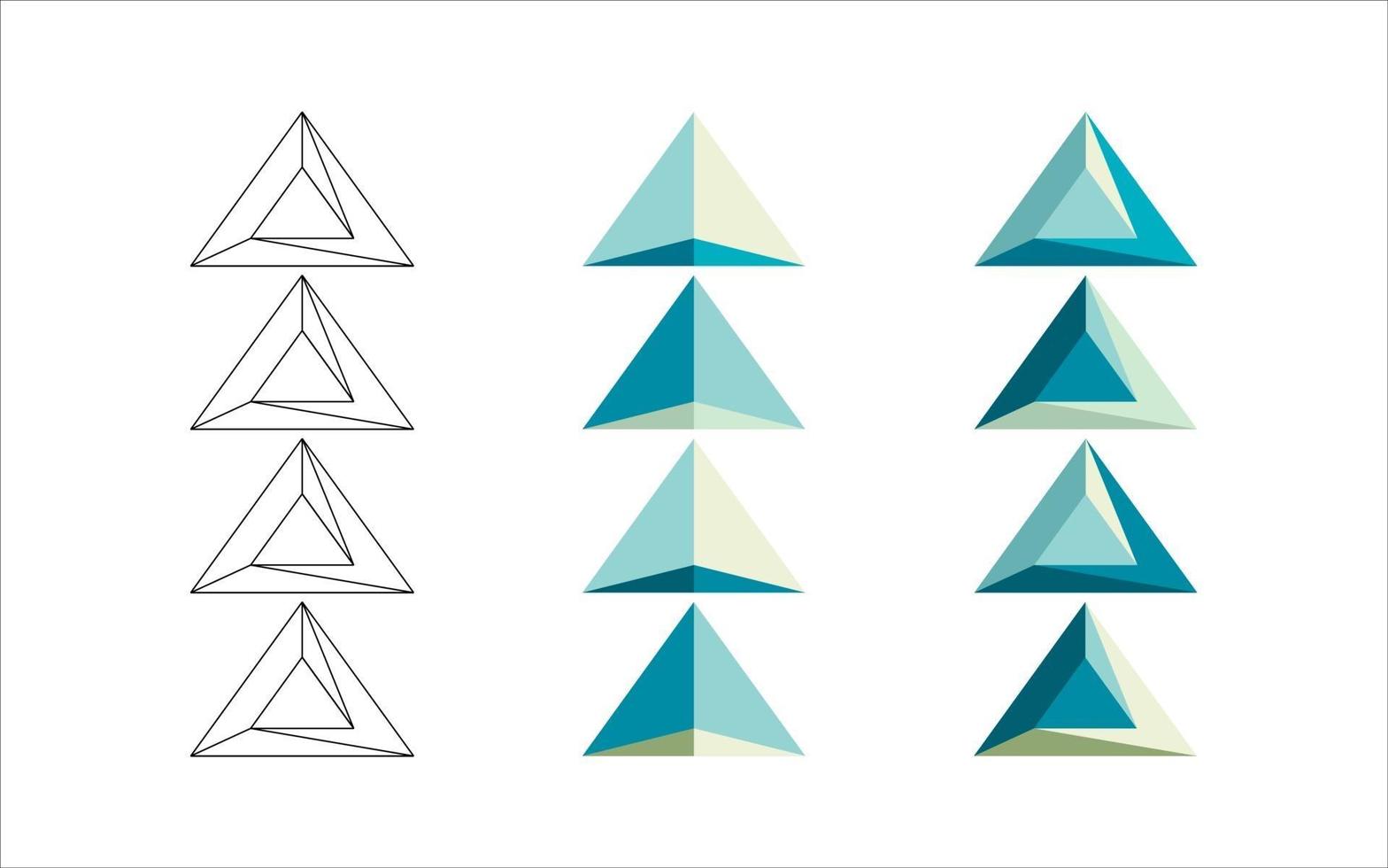 veelhoekige, platte en contourpijlen die op een witte achtergrond worden geïsoleerd vector