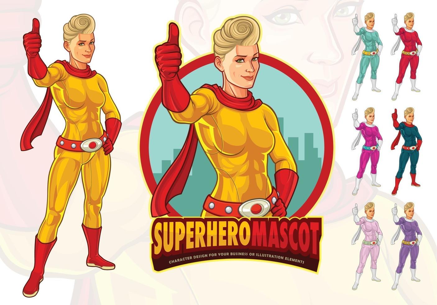 vrouwelijke superheld mascotte voor bedrijf vector