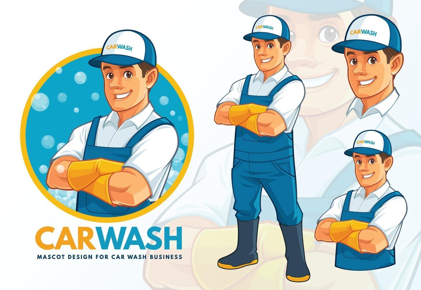 carwash mascotte ontwerpset vector