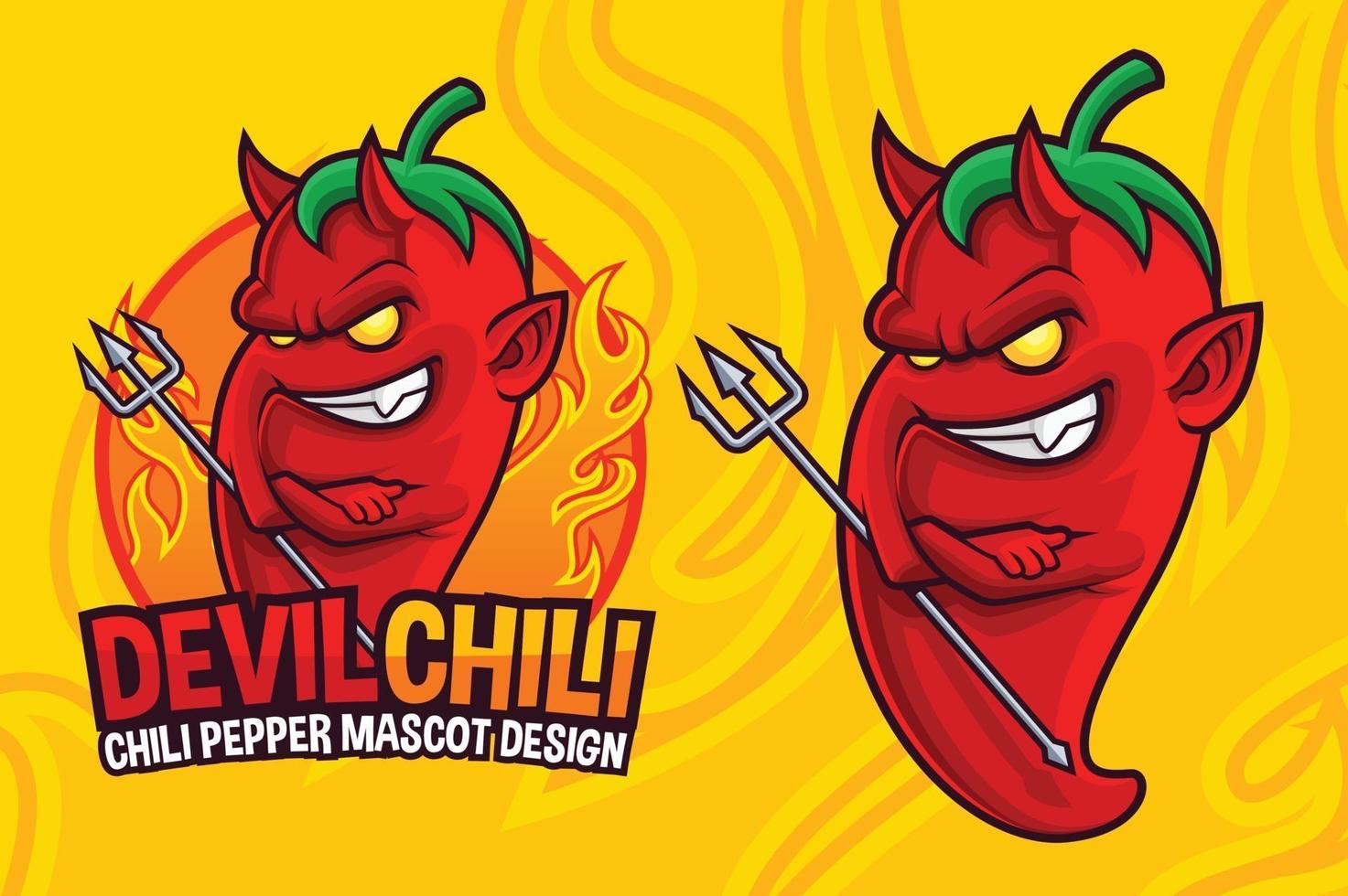 duivel chili peper mascotte ontwerp vector