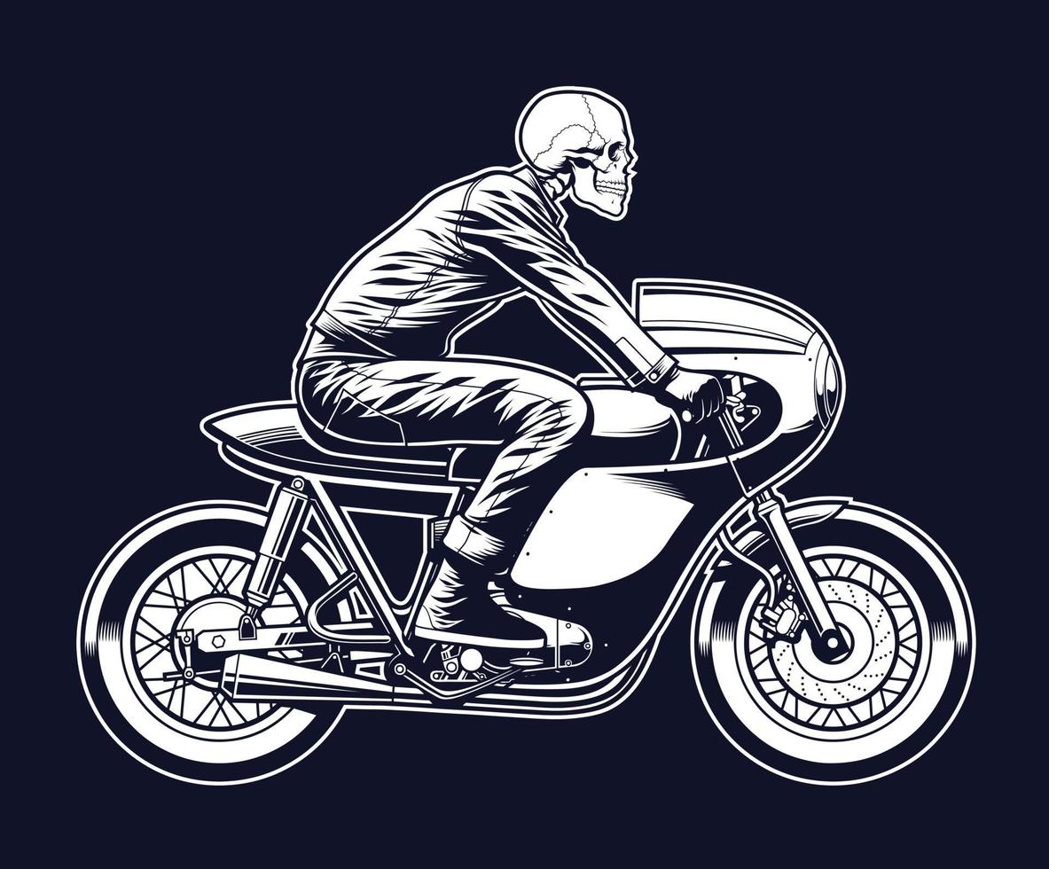 skelet rijdende motorfiets vector