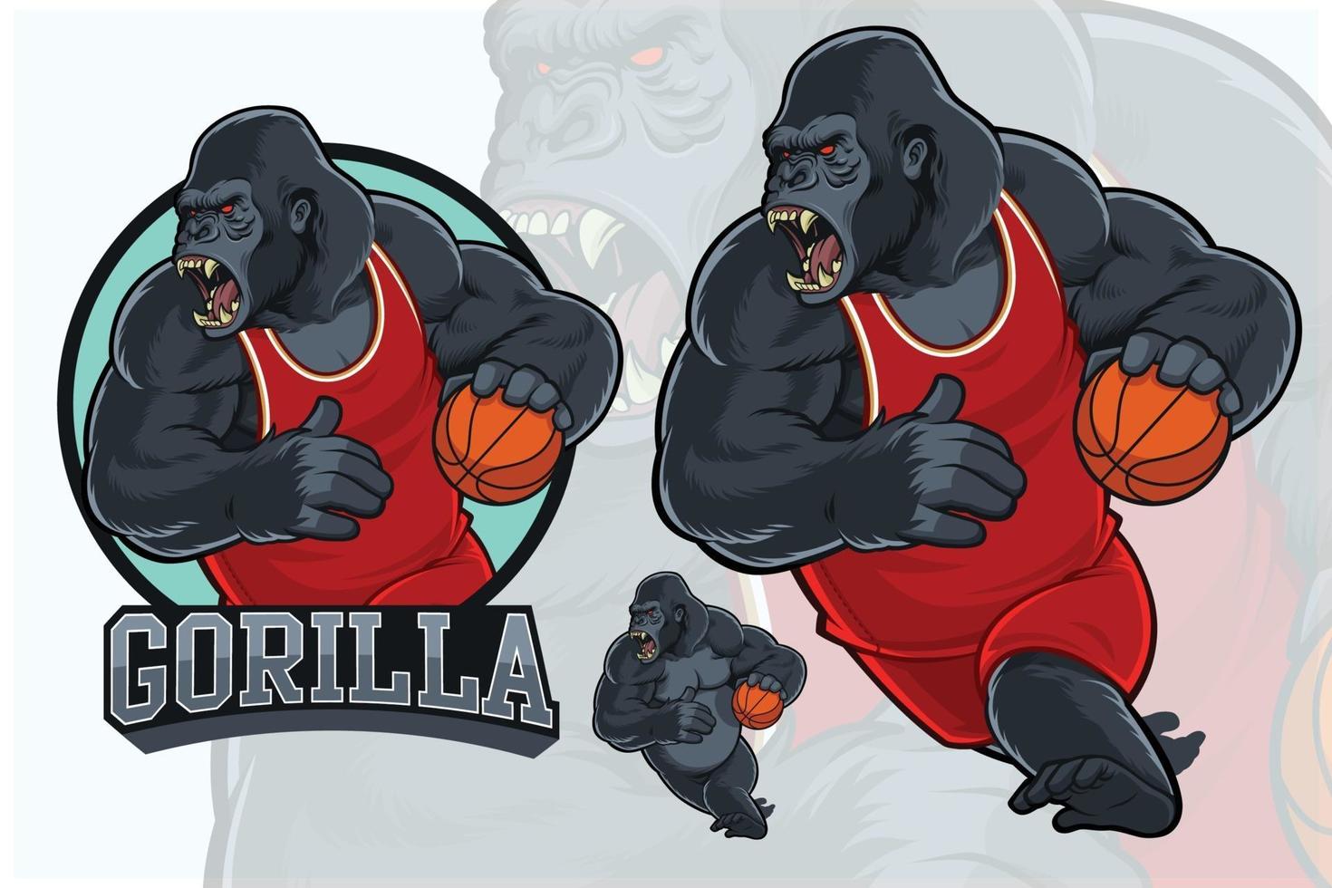 Gorilla-mascotte voor basketbalteam vector